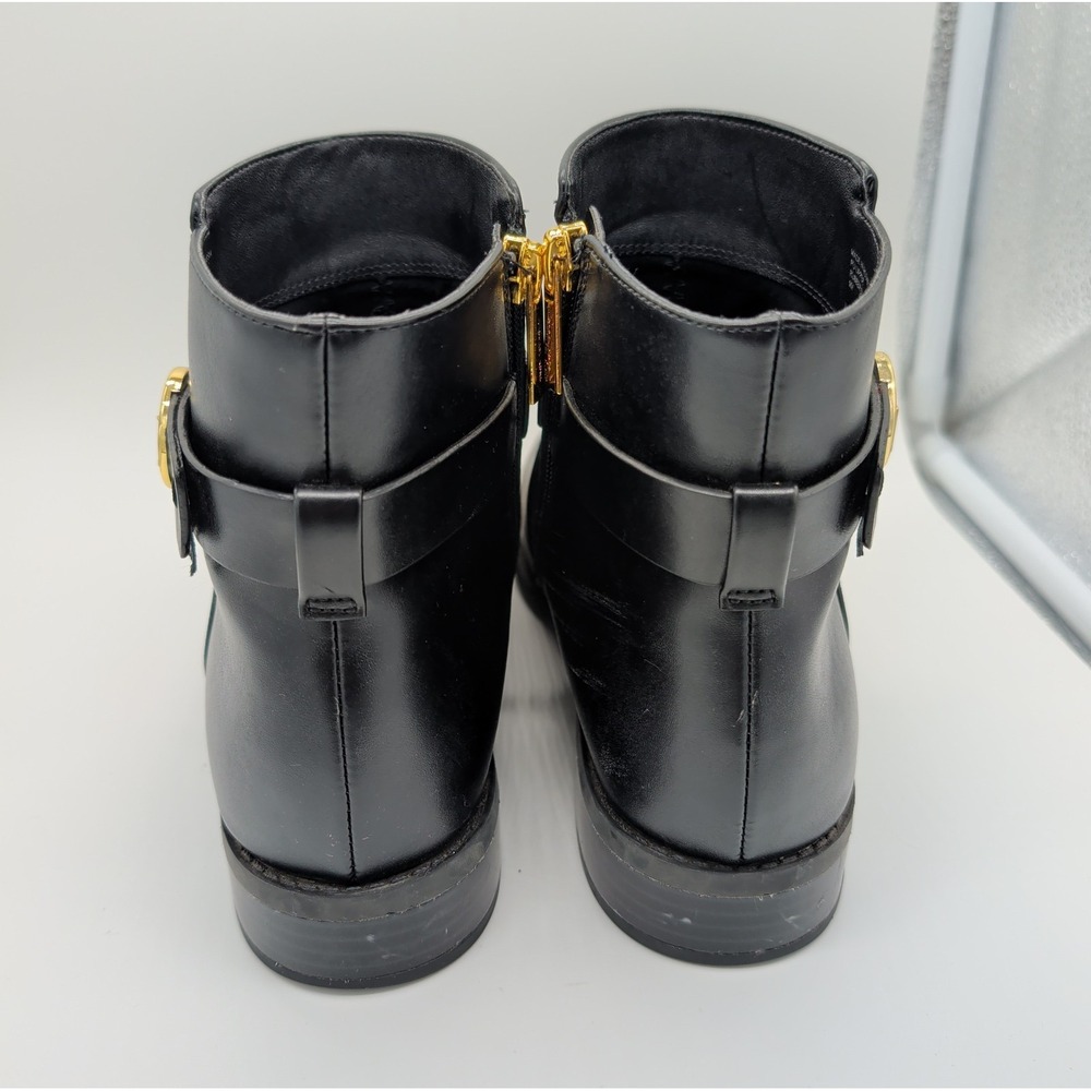 MICHAEL KORS Carmen Flat Black Faux Leather‎ Ankle Booties Women's Size 9 S122G - Picture 5 of 13